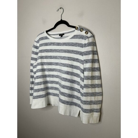 Talbots Women's Pullover Sweater Top Gray White Striped Petite Size XLP - Picture 4 of 9